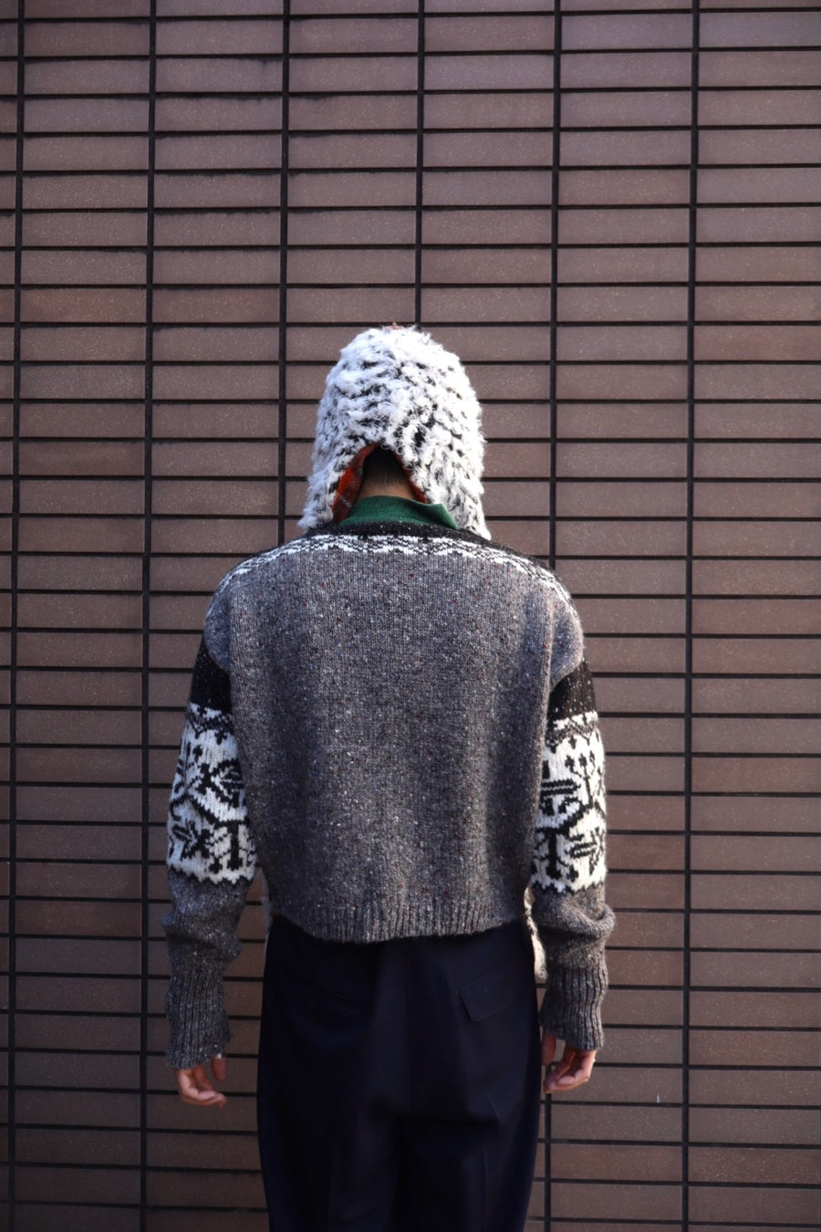 Oscar Ouyang  HARRIS TWEED ALPACA FUR KNIT SCARF HAT(RED)