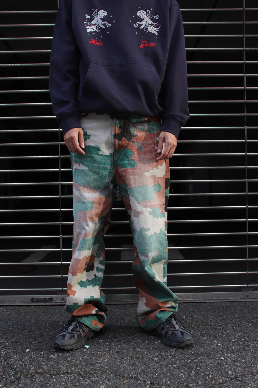 FAF  CAMO AGED DENIM PANTS