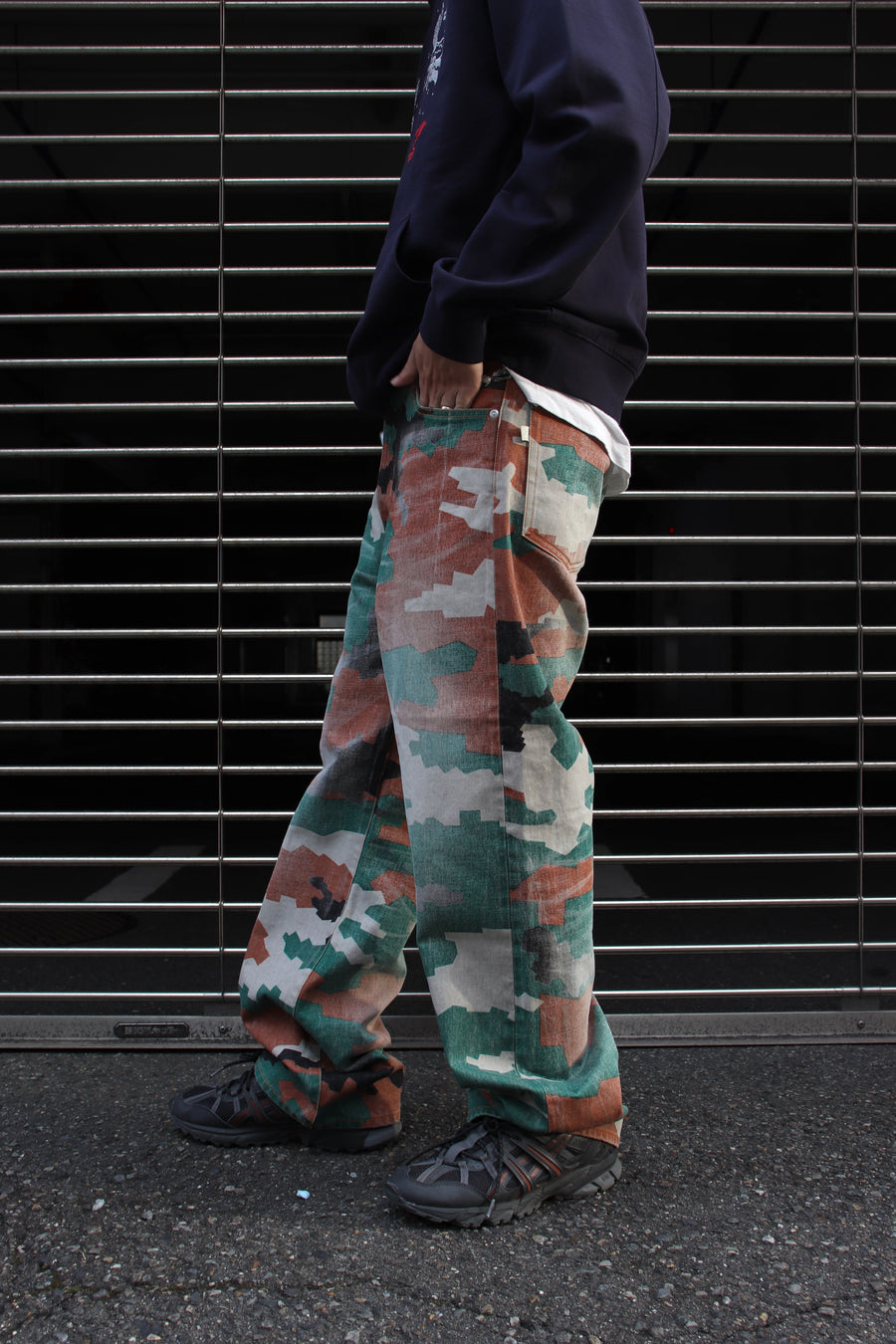 FAF  CAMO AGED DENIM PANTS