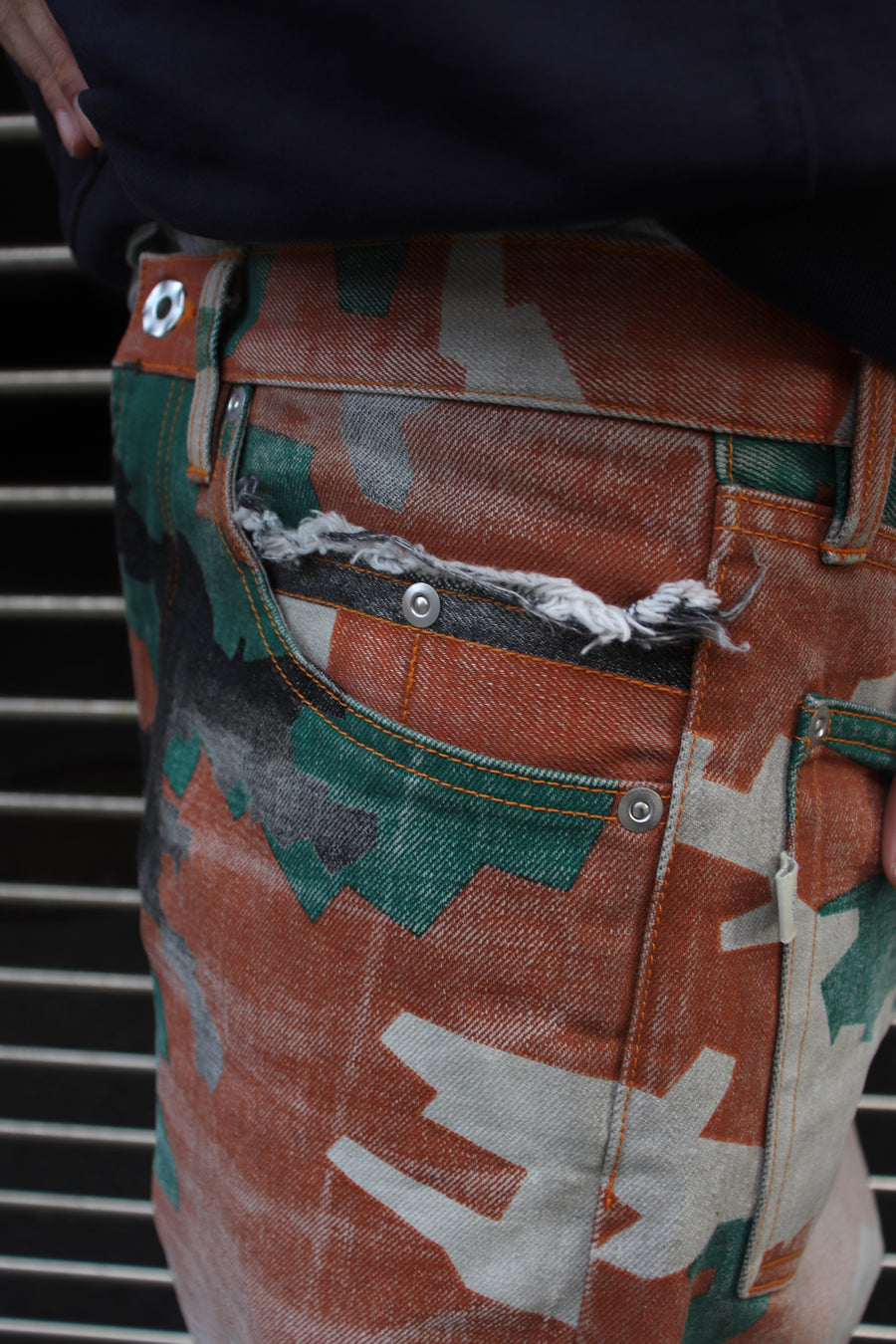 FAF  CAMO AGED DENIM PANTS