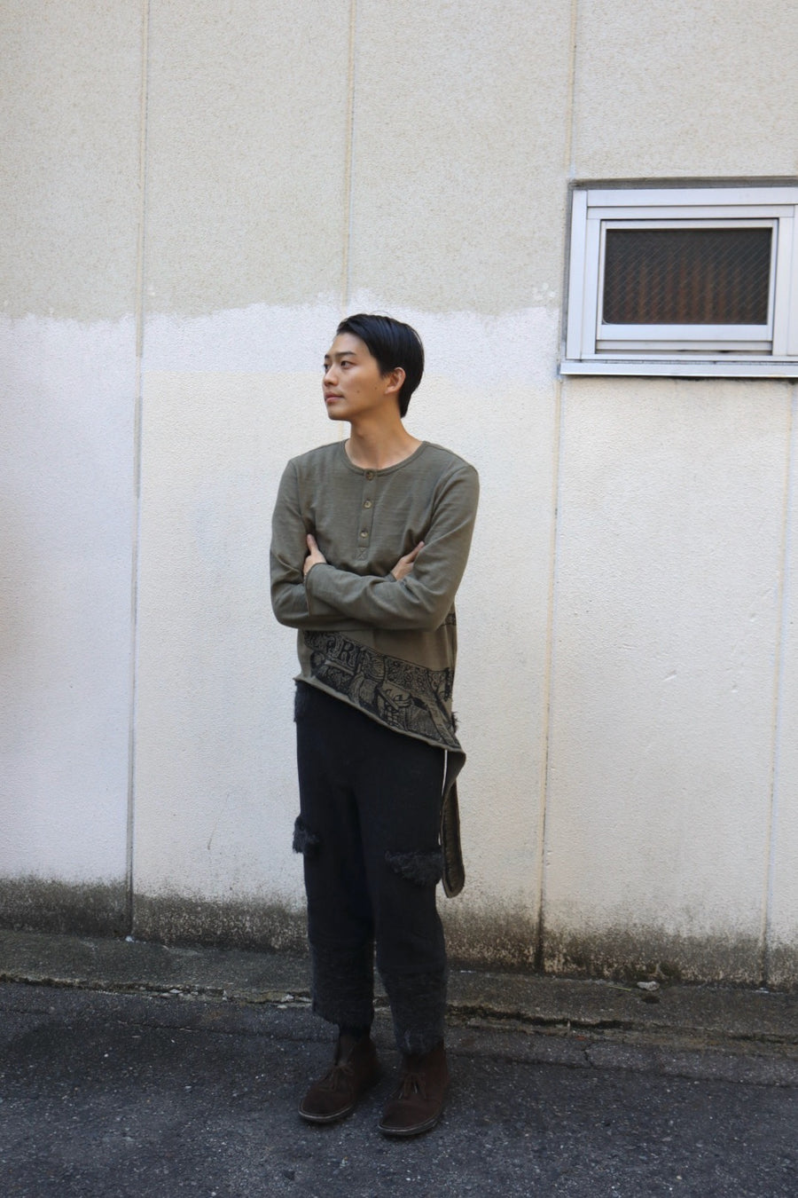 Oscar Ouyang  ALPACA KNIT HARRIS TWEED TROUSERS