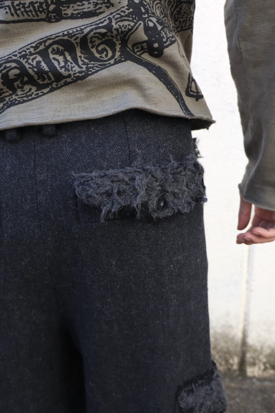 Oscar Ouyang  ALPACA KNIT HARRIS TWEED TROUSERS