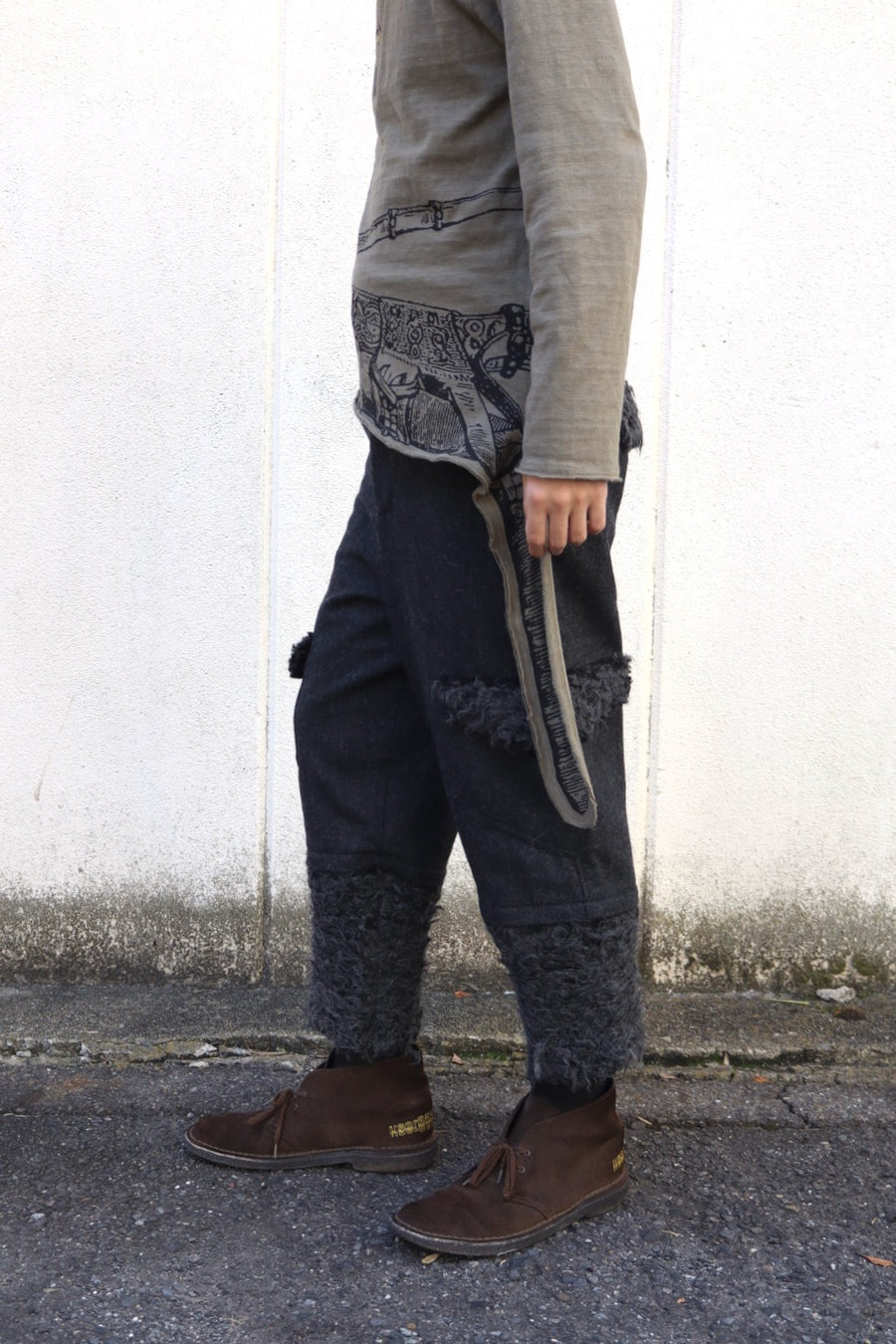 Oscar Ouyang  ALPACA KNIT HARRIS TWEED TROUSERS