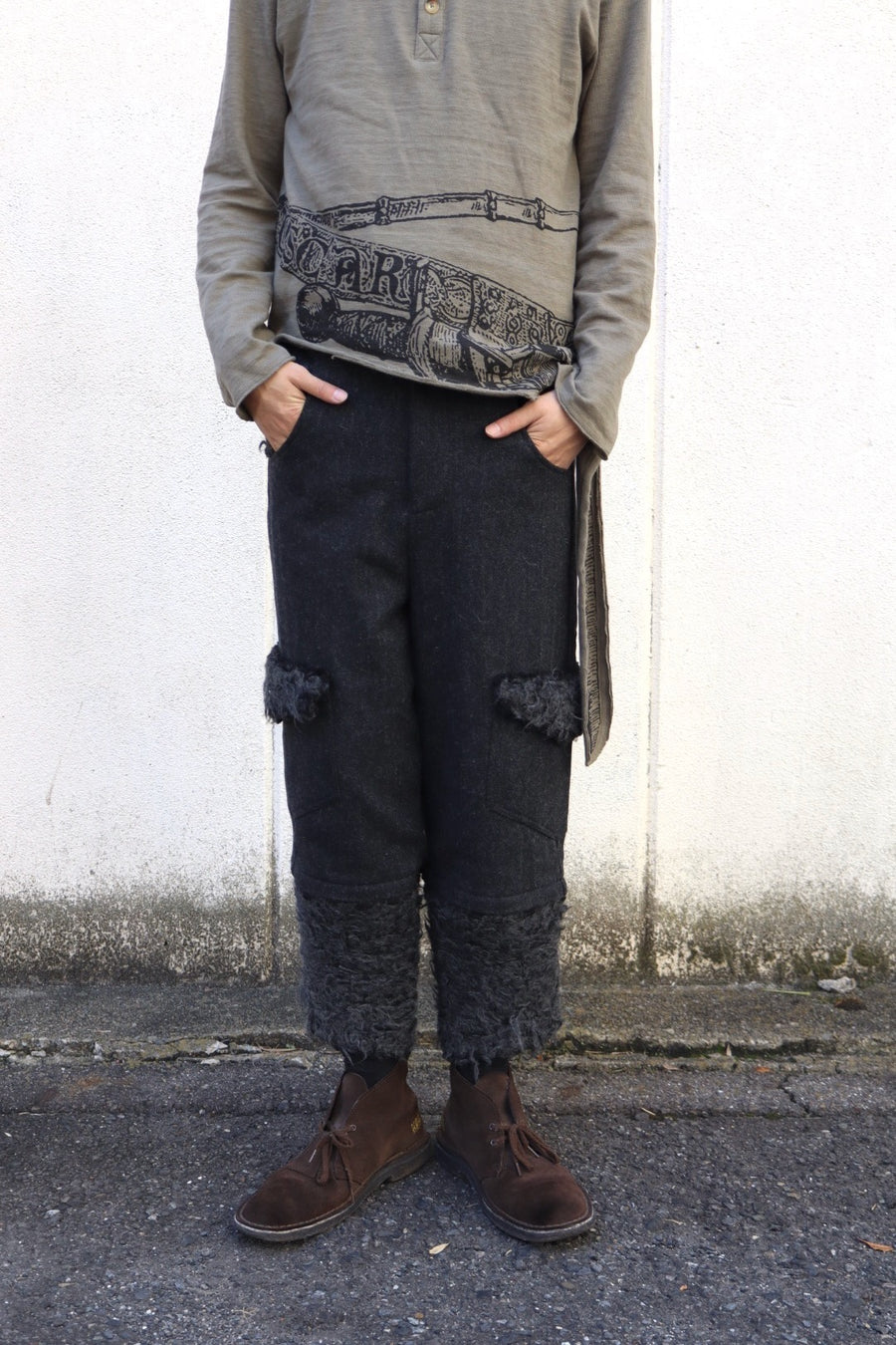 Oscar Ouyang  ALPACA KNIT HARRIS TWEED TROUSERS