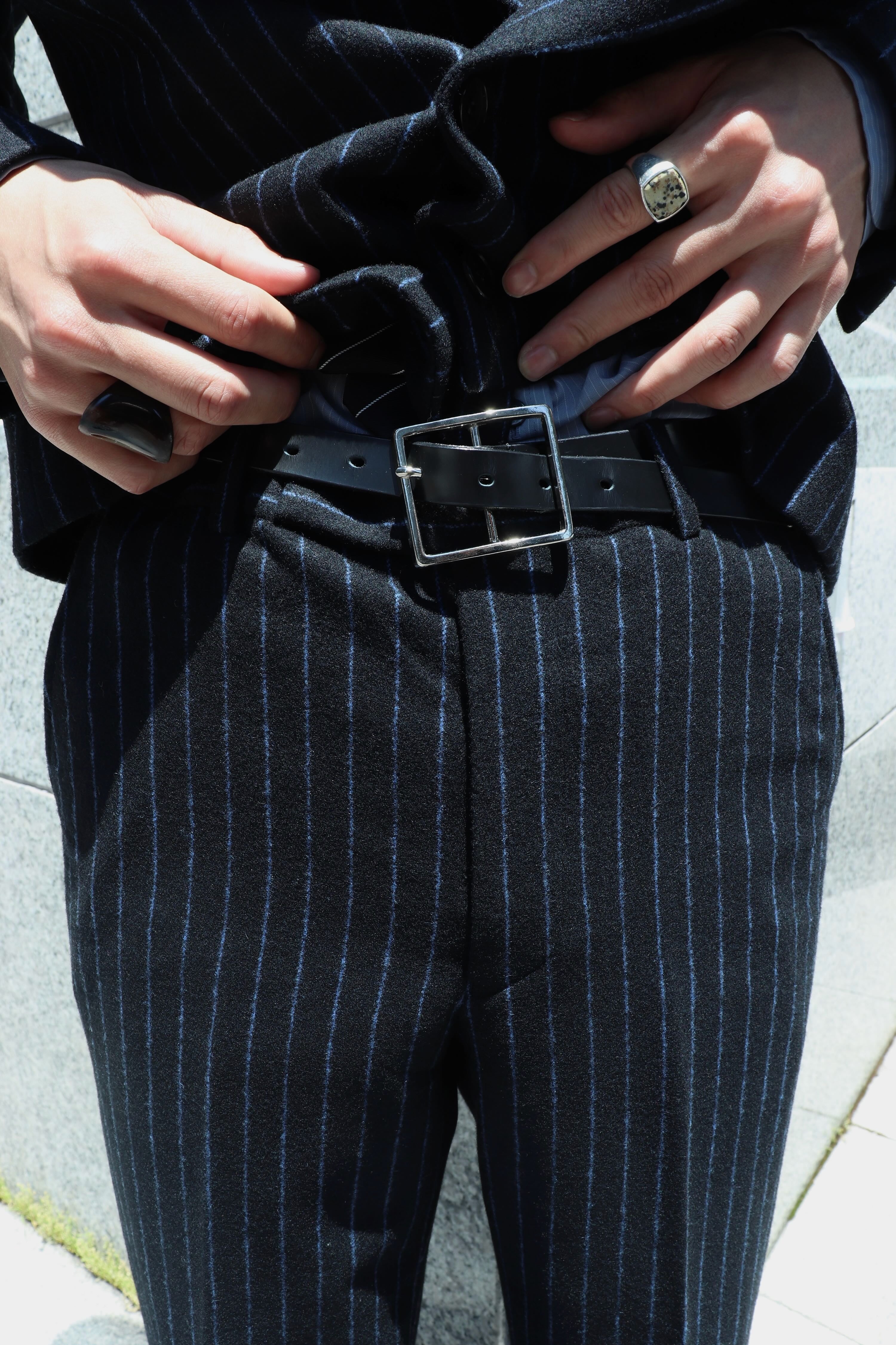 LITTLEBIG(リトルビッグ)のChalk Stripe Straight Trousers BLACK