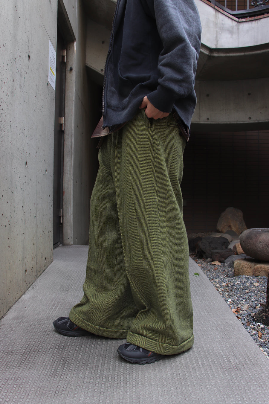 BED j.w. FORD  Herring Bone Wool Wide Pants