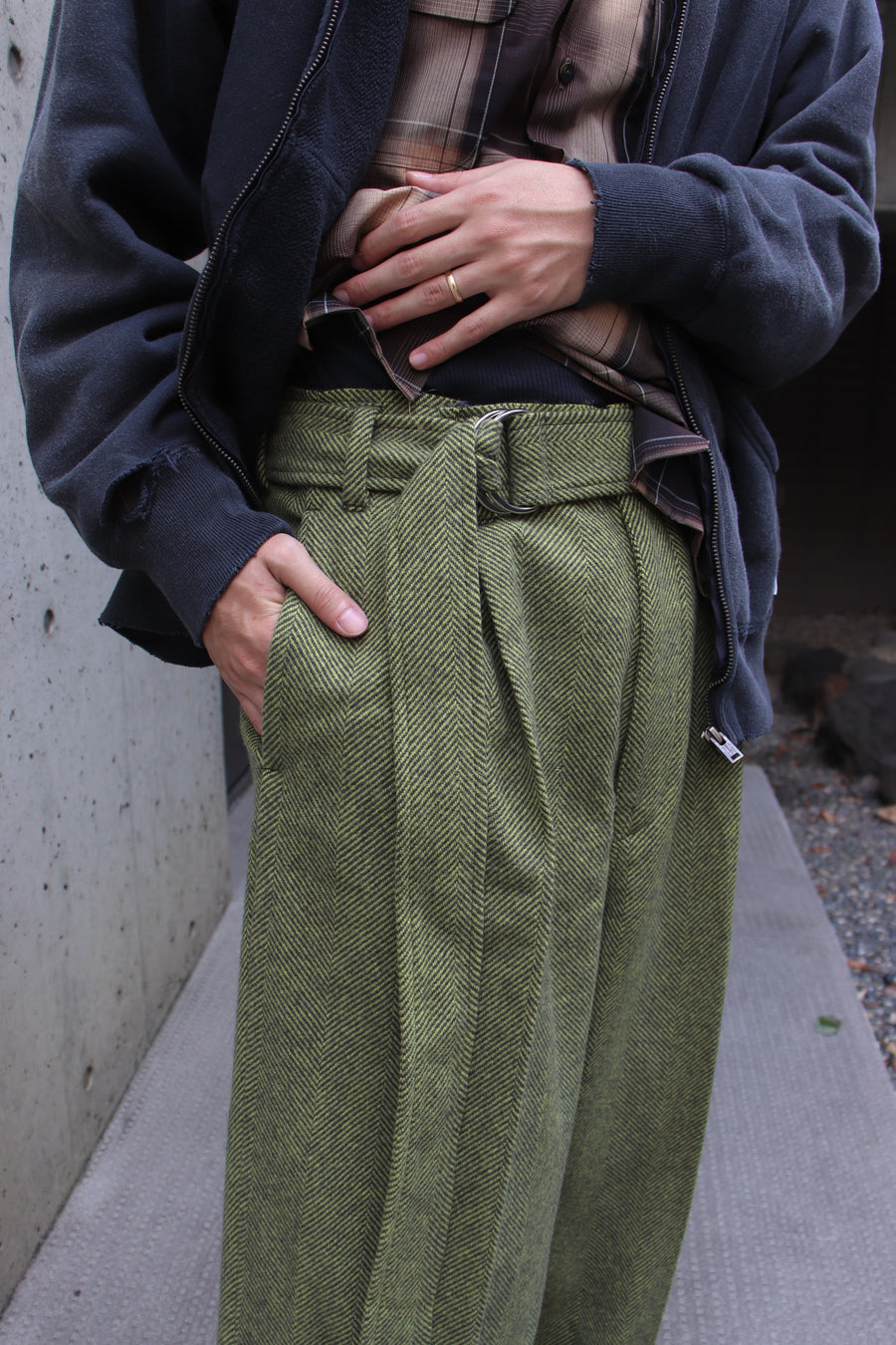 BED j.w. FORD  Herring Bone Wool Wide Pants