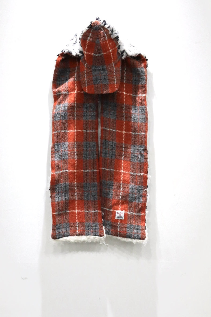 Oscar Ouyang  HARRIS TWEED ALPACA FUR KNIT SCARF HAT(RED)