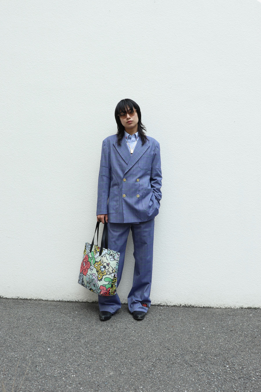 【50%OFF】SYUMAN.  Nu Flare slacks type Plaid(BLUE)