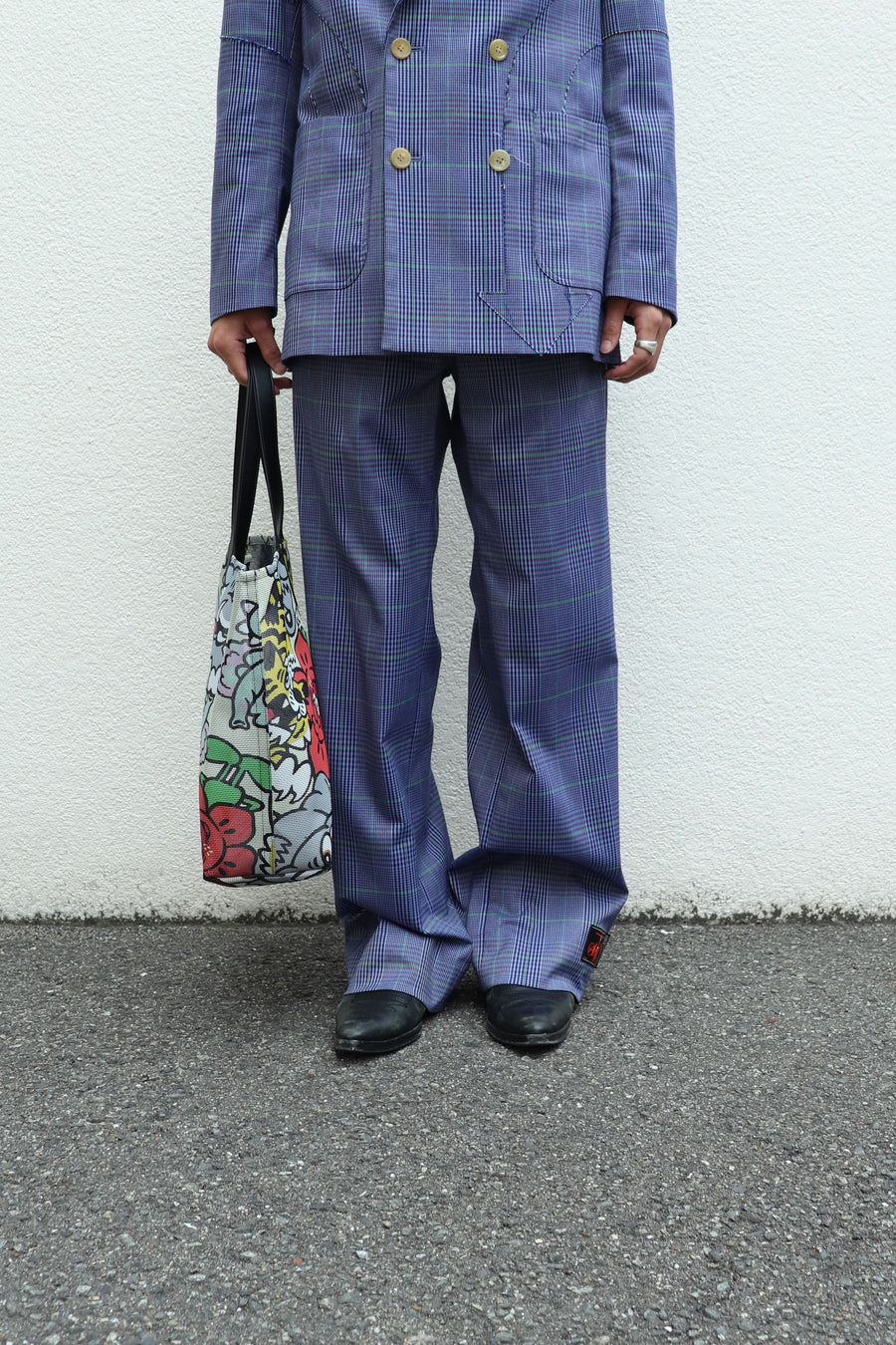 【50%OFF】SYUMAN.  Nu Flare slacks type Plaid(BLUE)