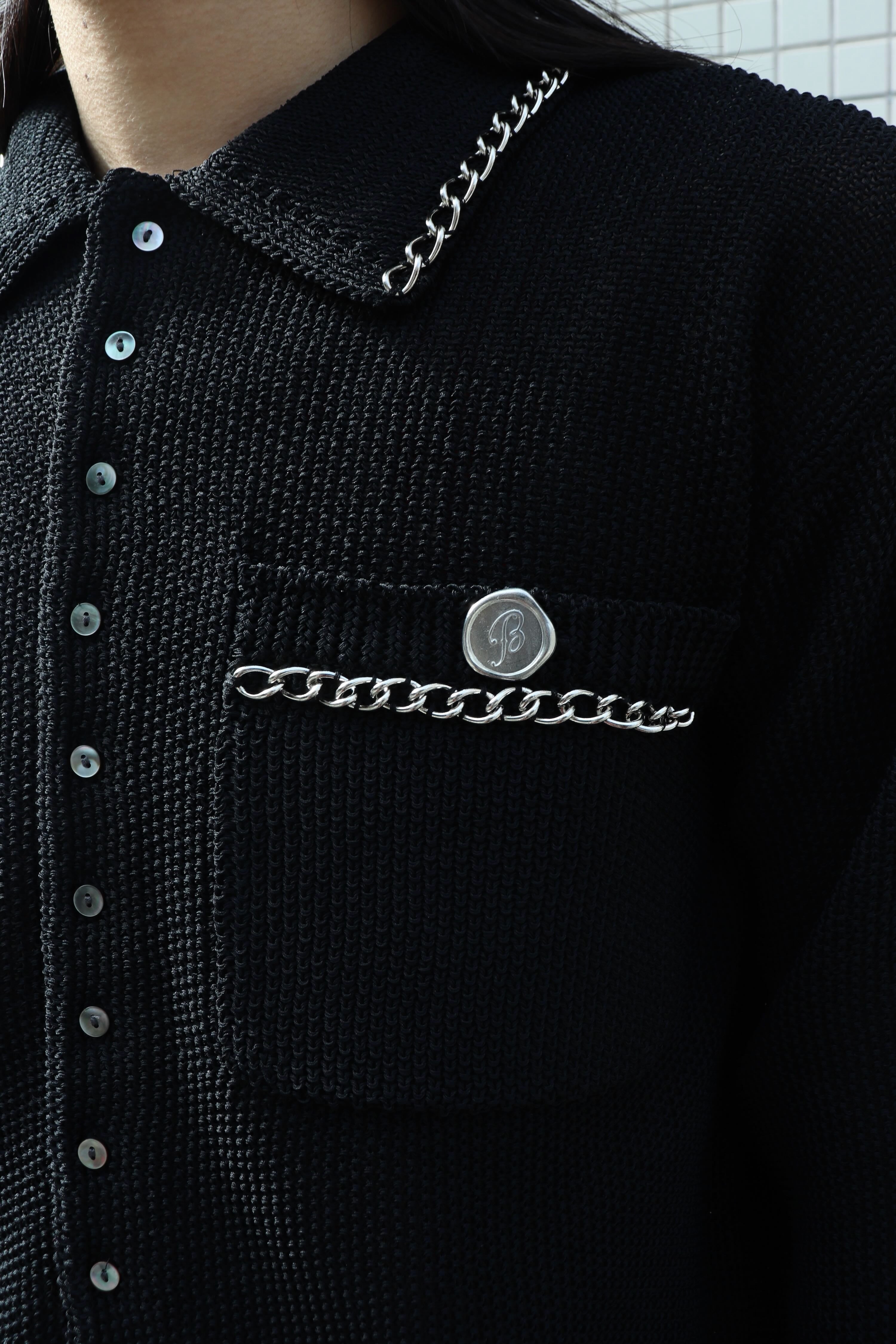 BED J.W. FORD(ベッドフォード)のChain Polo Sweater BLACKの通販