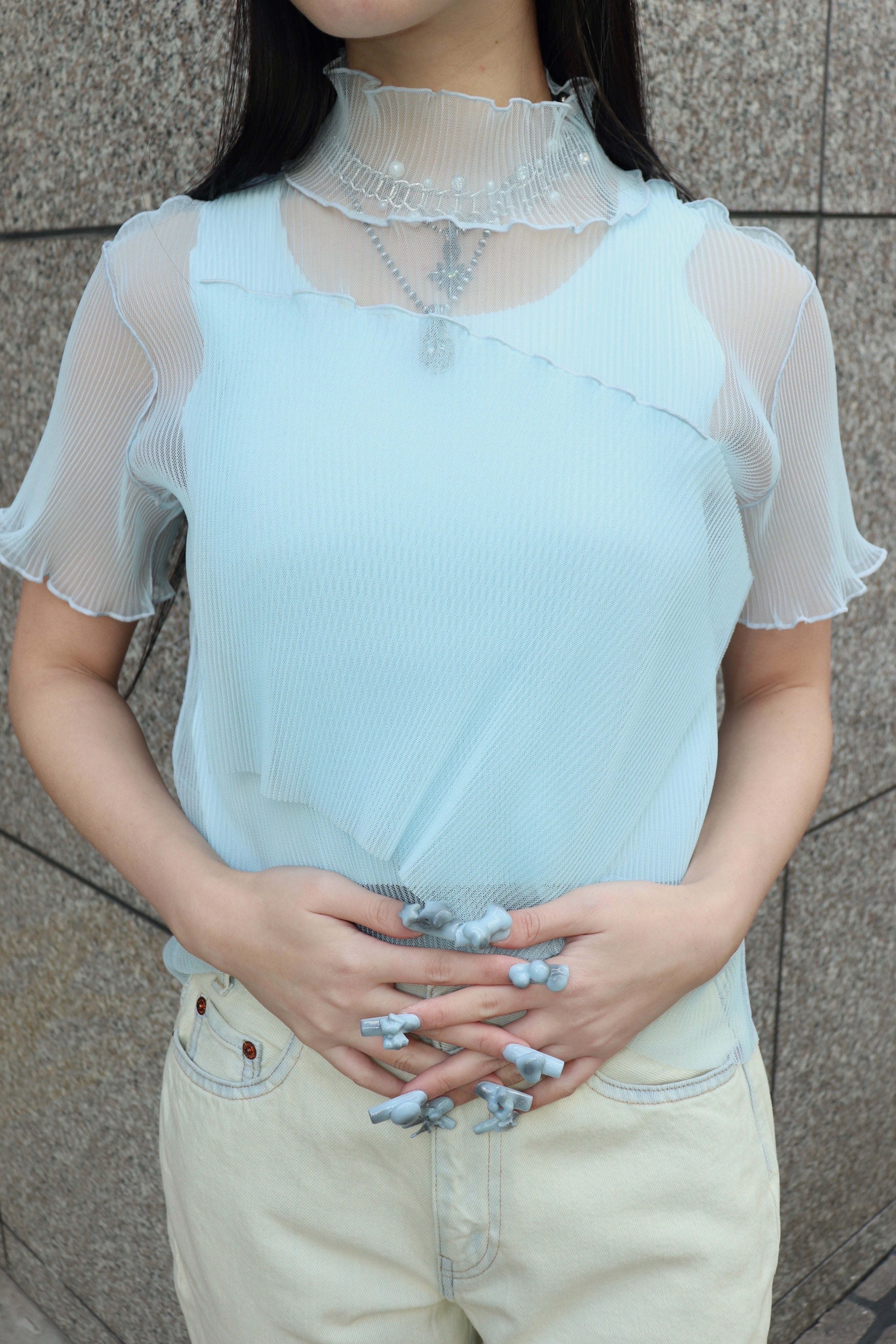 kotohayokozawa(コトハヨコザワ)のSHEER LAYERED SHORT SLEEVE TOP