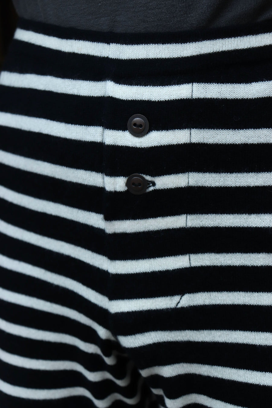 LEH  Pure Cashmere Border Under Pants(Black × Off White)