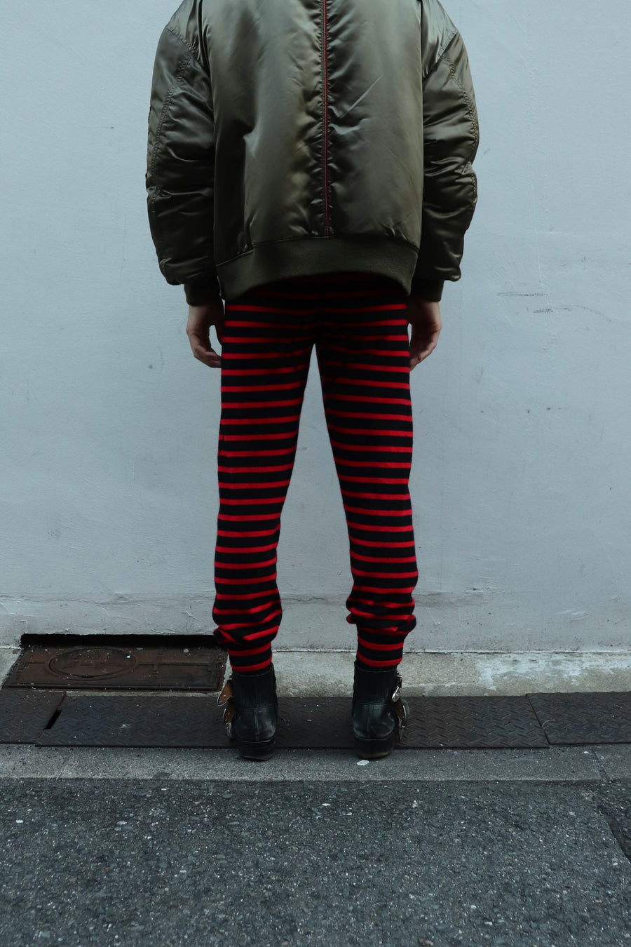 LEH  Pure Cashmere Border Under Pants(Black × Red)