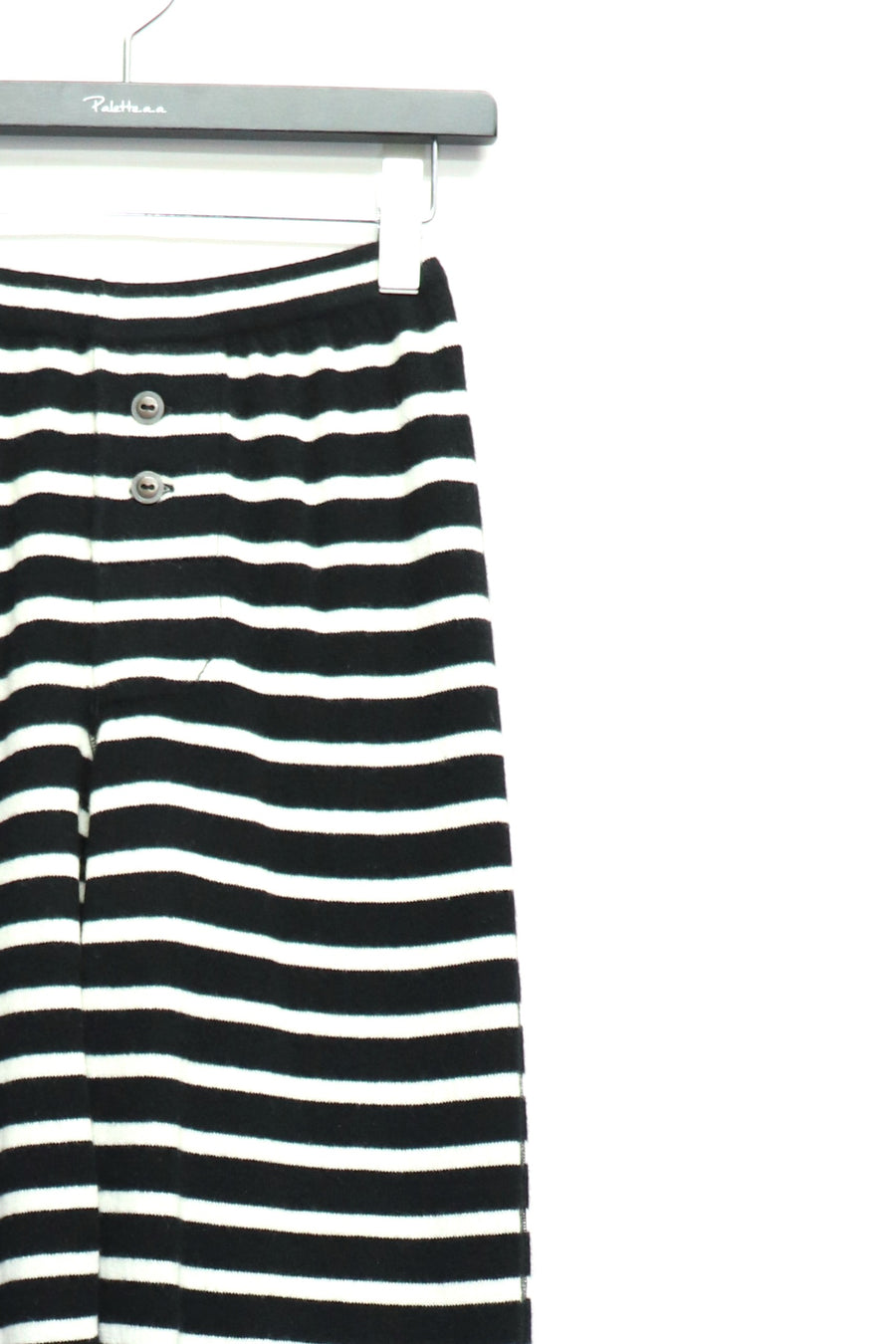 LEH  Pure Cashmere Border Under Pants(Black × Off White)