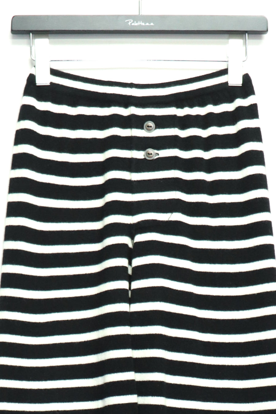 LEH  Pure Cashmere Border Under Pants(Black × Off White)