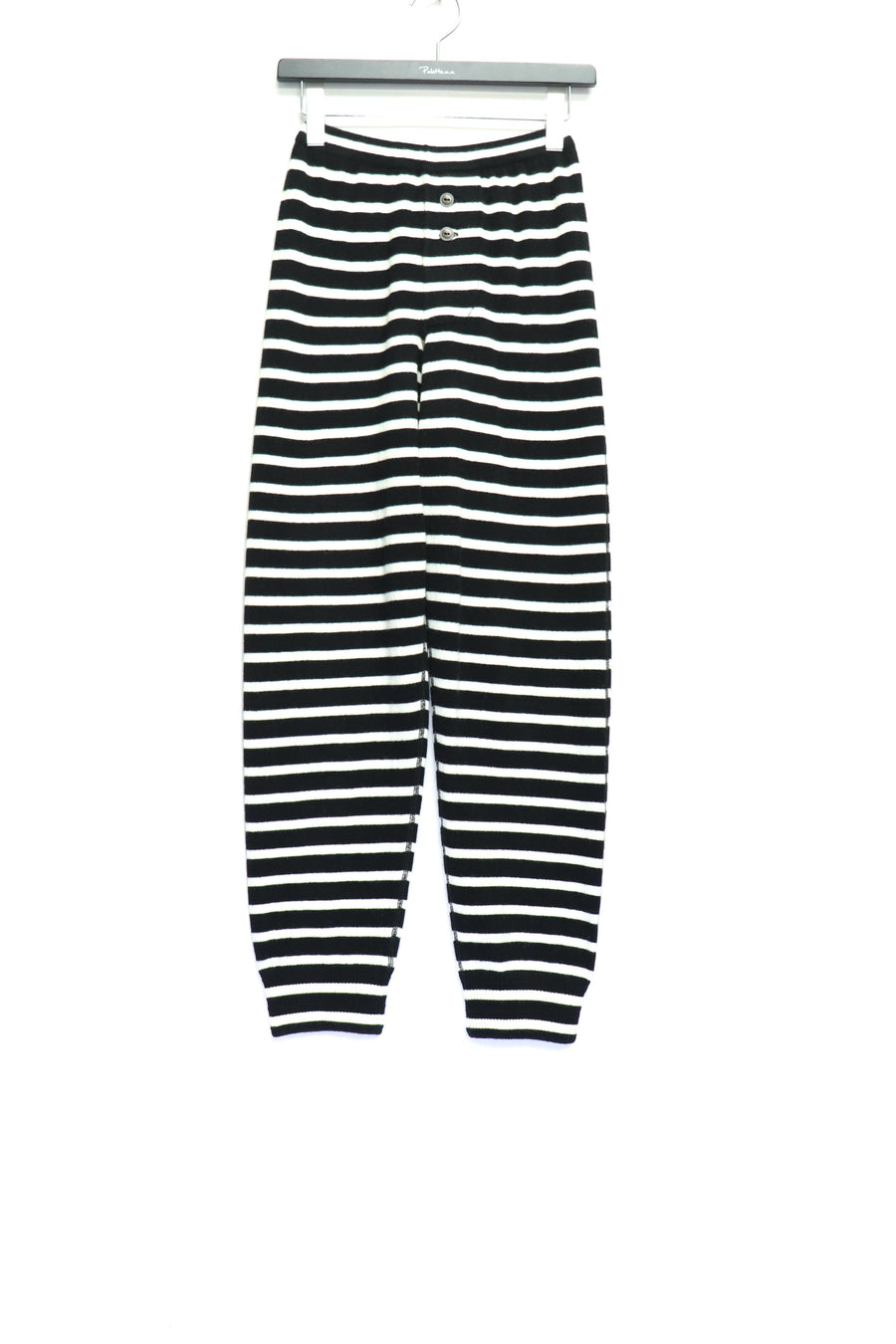 LEH  Pure Cashmere Border Under Pants(Black × Off White)