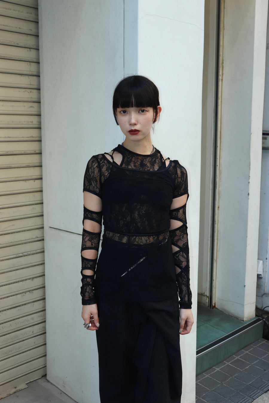 AKIKOAOKI  crber lace T