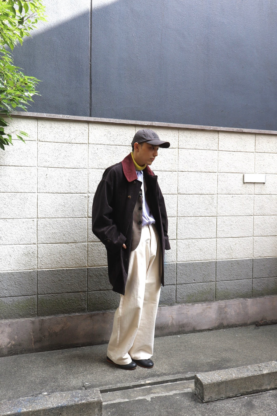 Urig  CORDUROY WAIST BELTED HALF COAT HL