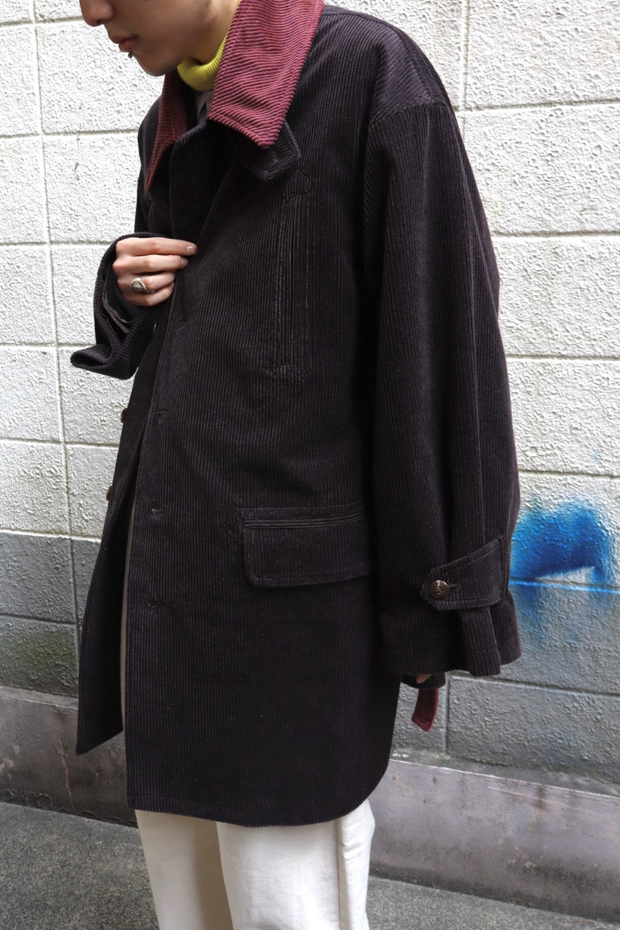 Urig  CORDUROY WAIST BELTED HALF COAT HL