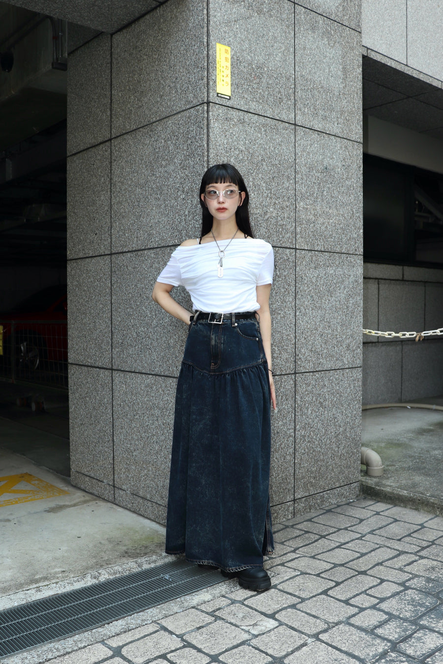 GANNI  Light Denim Long Skirt