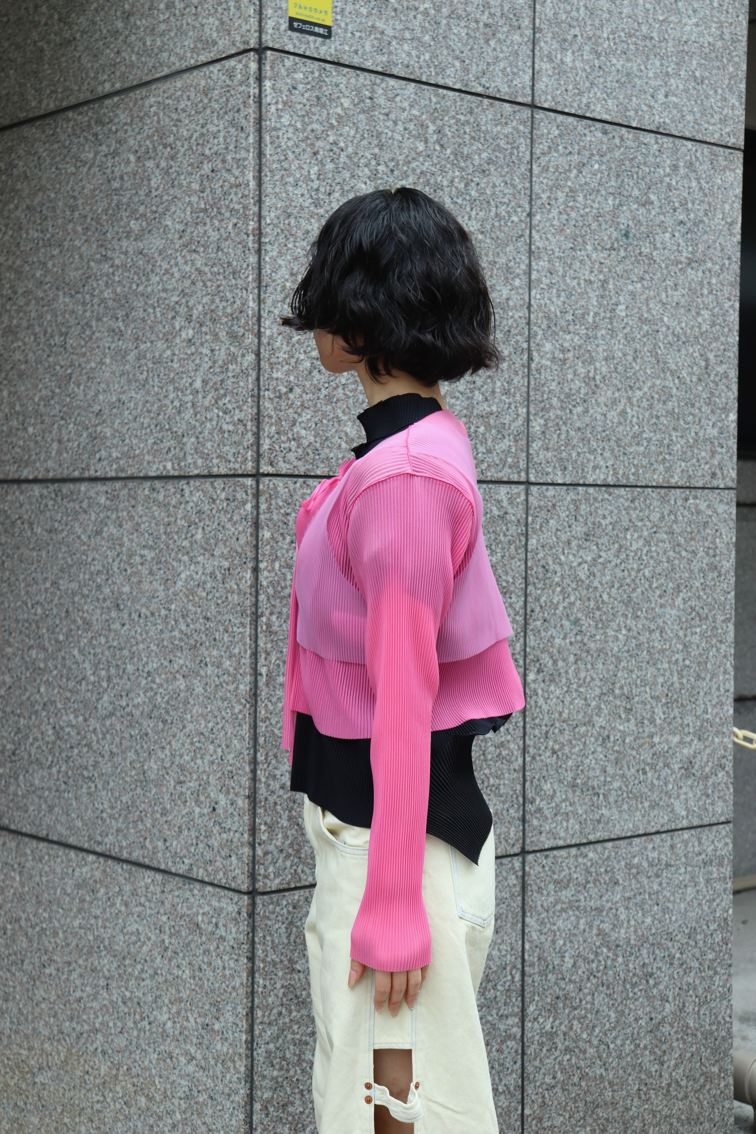 kotohayokozawa(コトハヨコザワ)のSHEER LAYERED CARDIGAN PINKの通販