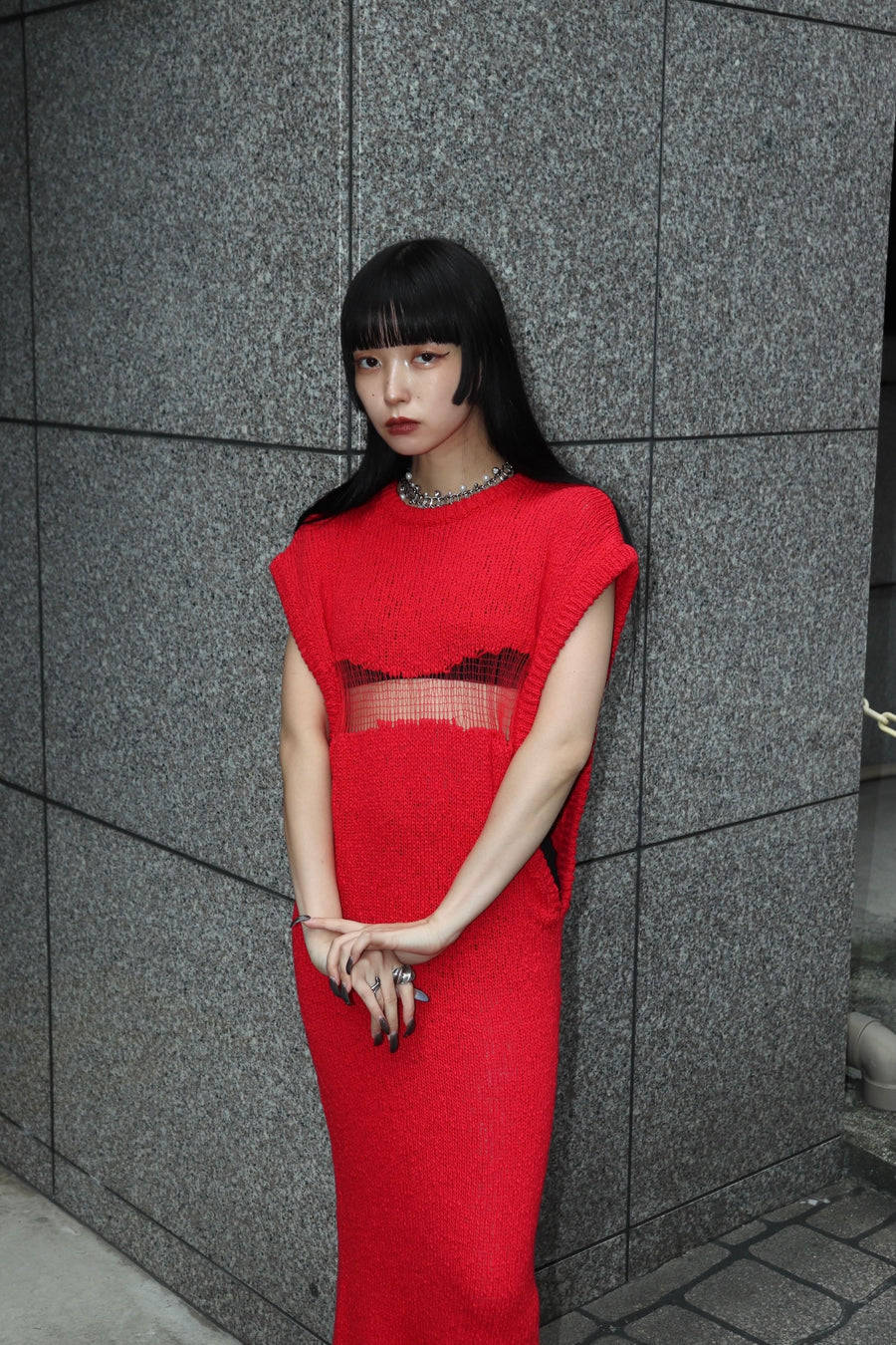 【25ss先行予約】BELPER  2025ss WHERE IS KNIT DRESS(RED) ※1月入荷予定予約品