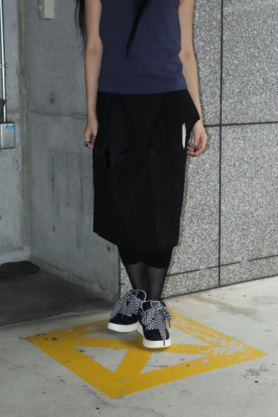 【25ss先行予約】BELPER  2025ss SHOULDERS SKIRT(BLACK) ※2月入荷予定予約品