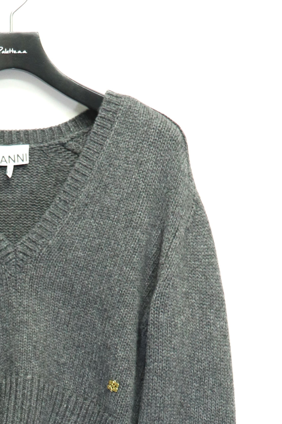 GANNI  Wool Yak Mix Deep V-neck