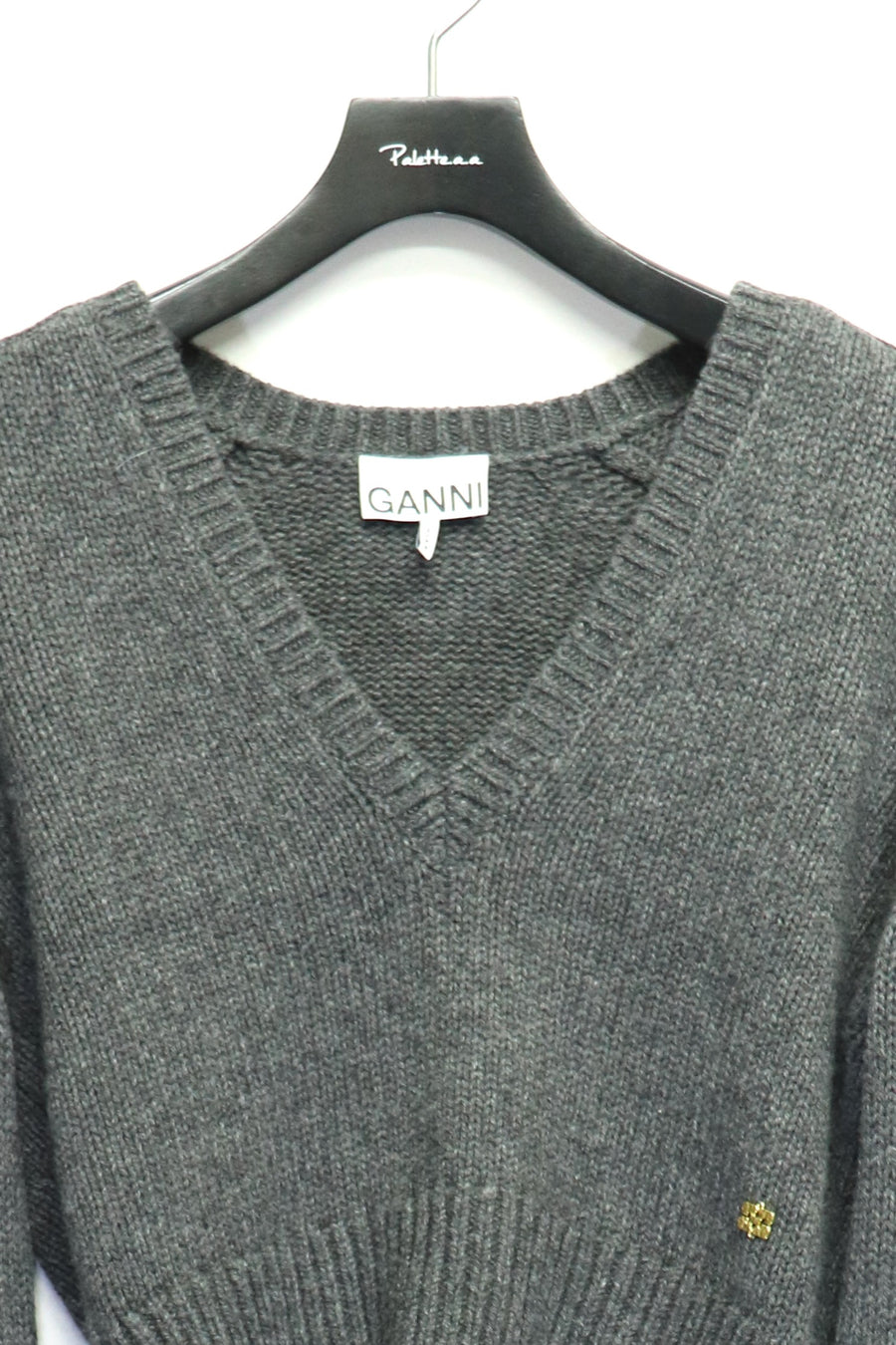 GANNI  Wool Yak Mix Deep V-neck