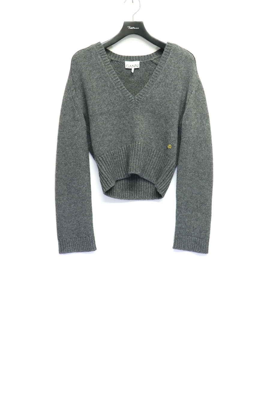 GANNI  Wool Yak Mix Deep V-neck