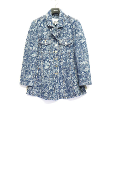 GANNI  Tapestry Denim Fitted Blazer