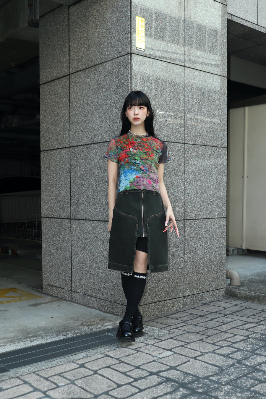 kotohayokozawa(コトハヨコザワ)のSHEER GRAPHIC TINY TOP PINK DUSTの