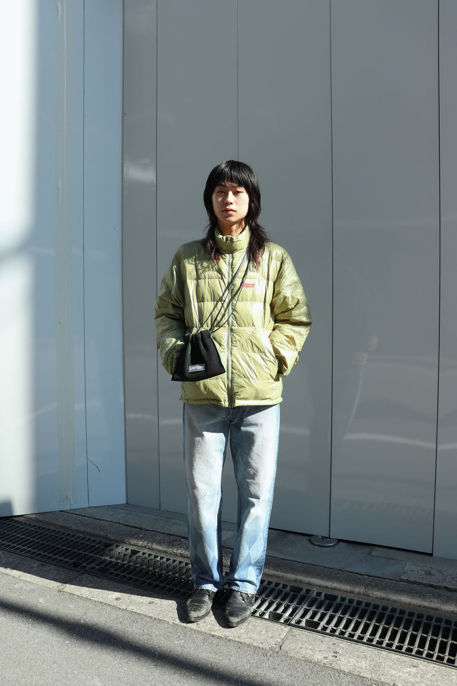 LASTFRAME  KASANE SACK BAG MINI(BLACK × NEON GREEN)