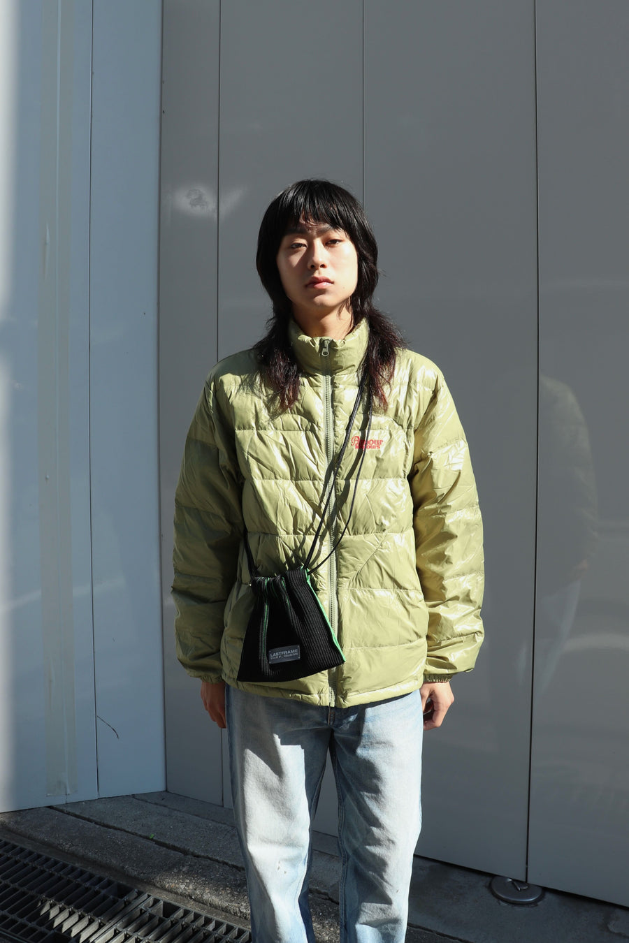 LASTFRAME  KASANE SACK BAG MINI(BLACK × NEON GREEN)