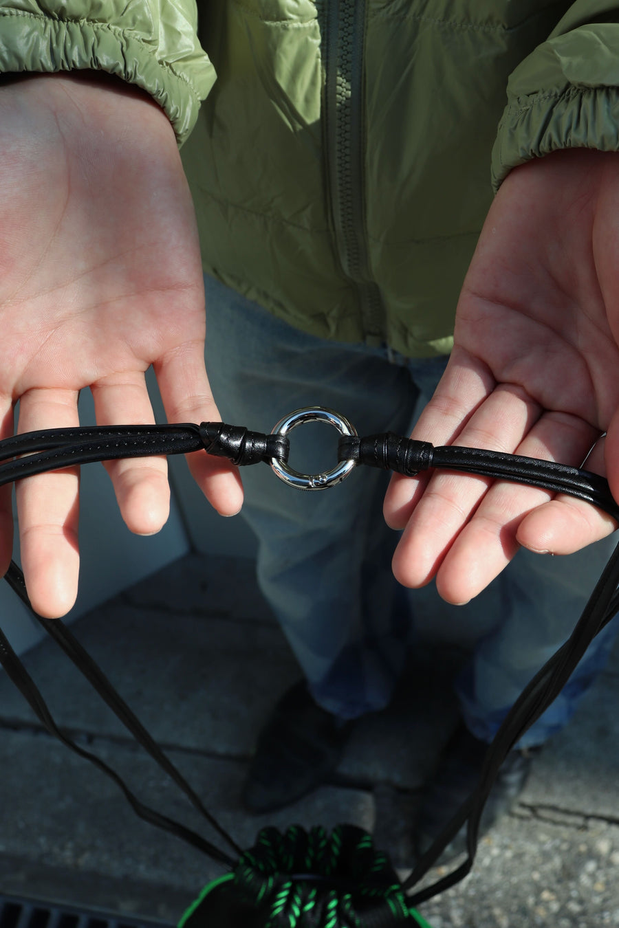 LASTFRAME  KASANE SACK BAG MINI(BLACK × NEON GREEN)