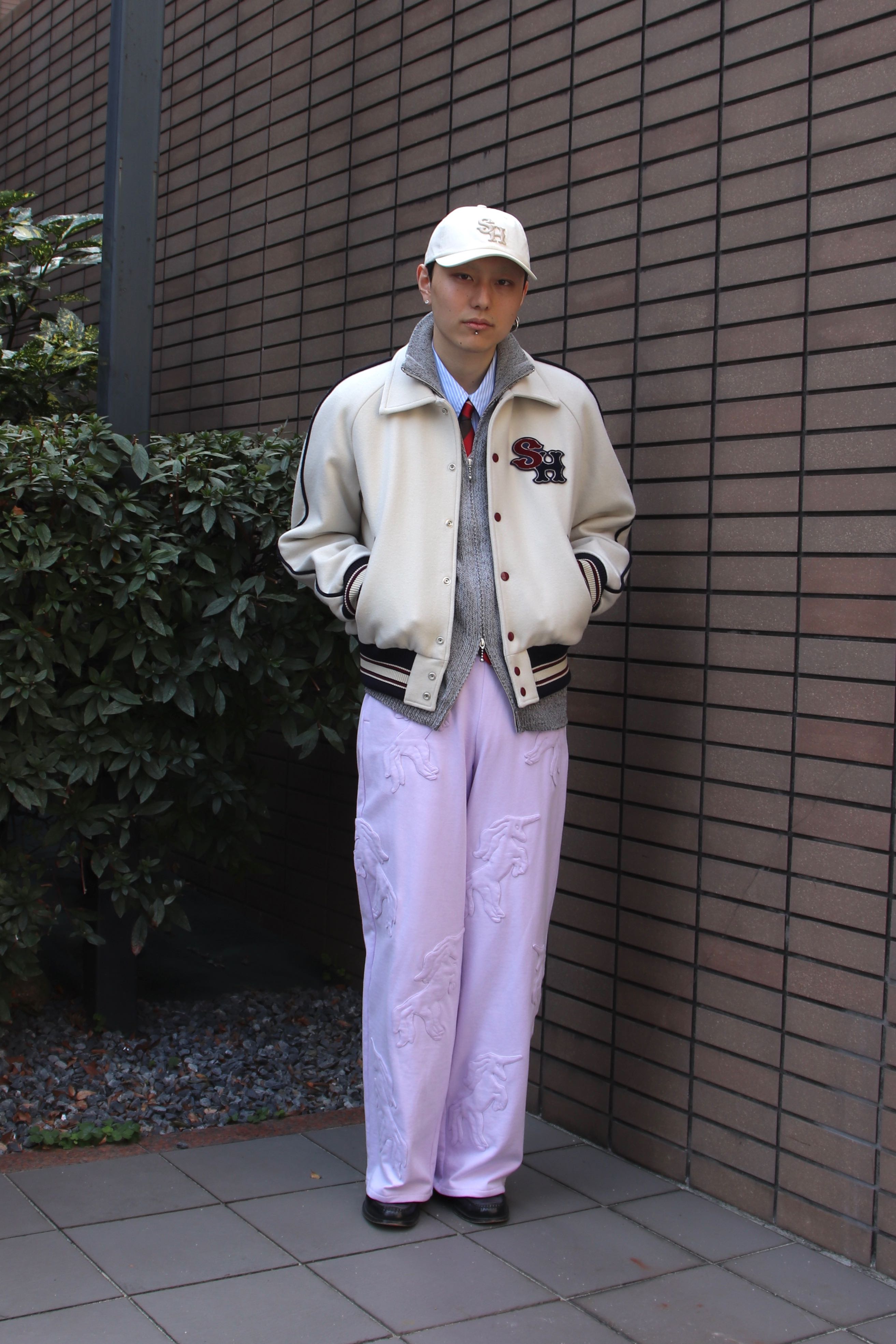 SUGARHILL(シュガーヒル)のMELTON STADIUM JACKET WHITEの通販 