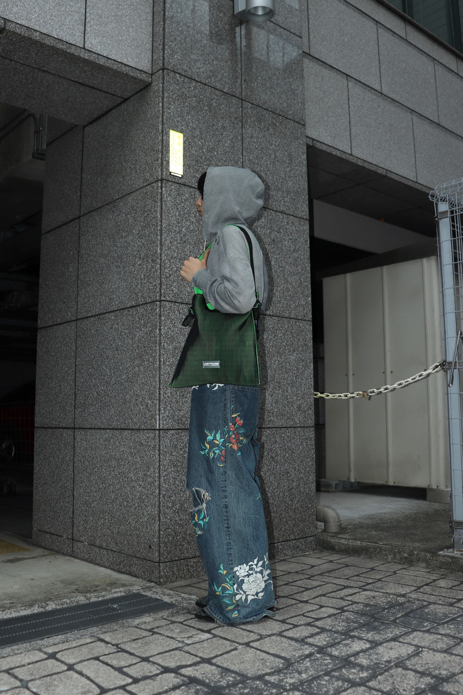 LASTFRAME  KASANE REVERSIBLE MUSUBI TOTE(BLACK × NEON GREEN)