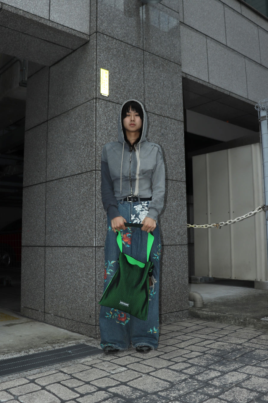 LASTFRAME  KASANE REVERSIBLE MUSUBI TOTE(BLACK × NEON GREEN)