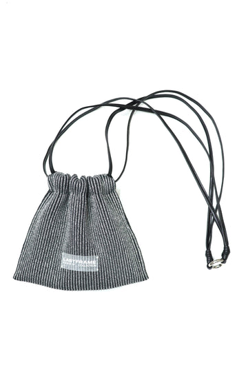 LASTFRAME  KYOTO METALLIC SACK BAG MINI(DARK SILVER × BLACK)