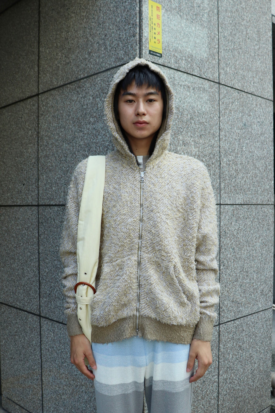 fluss  teddy zip up hoodie(KHAKI MIX)