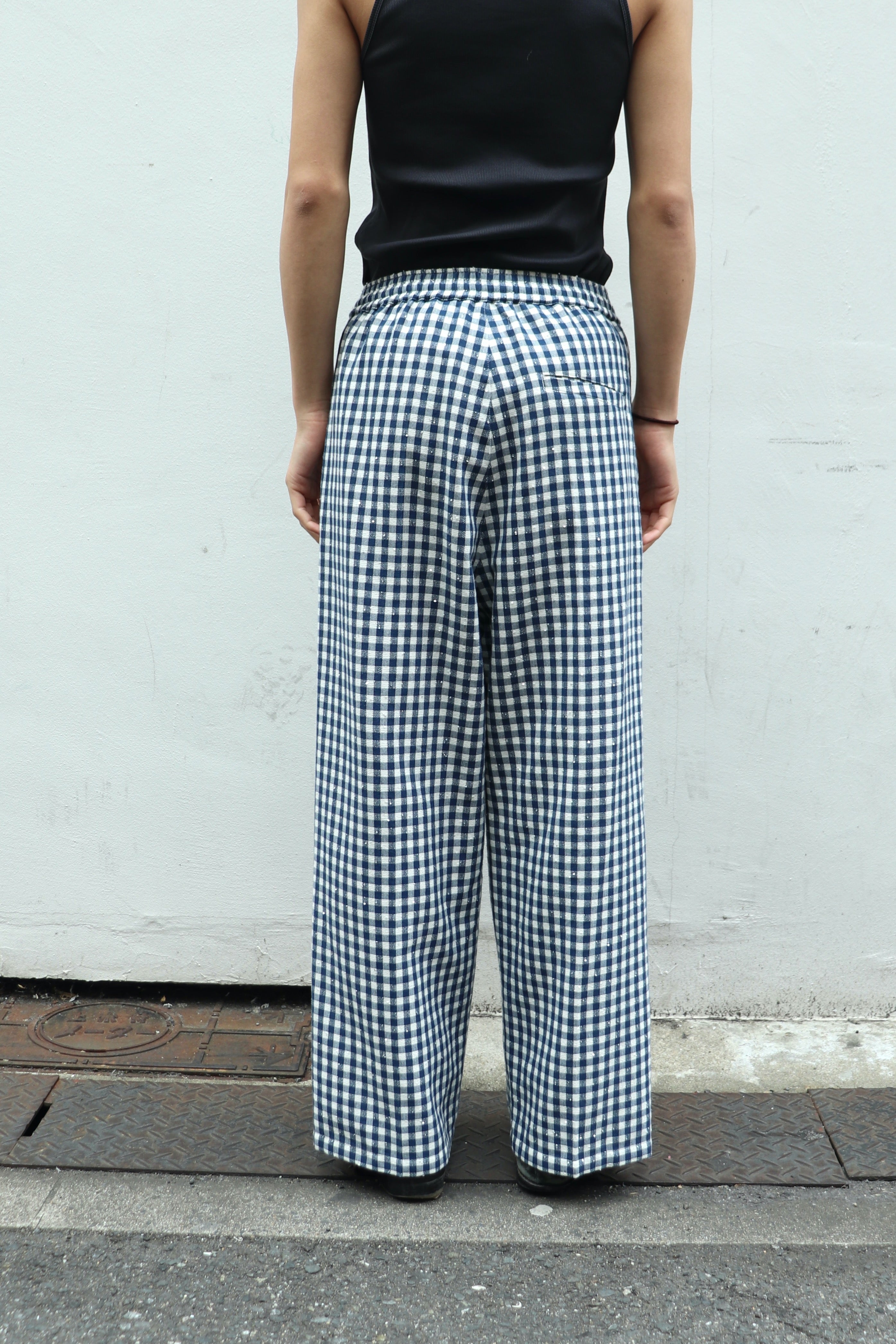 パンツ MASU SPARKLING PLAID WIDE EASY PANTS Sparkling Plaid Wide Easy Pants - Black - MASU– MASU Official