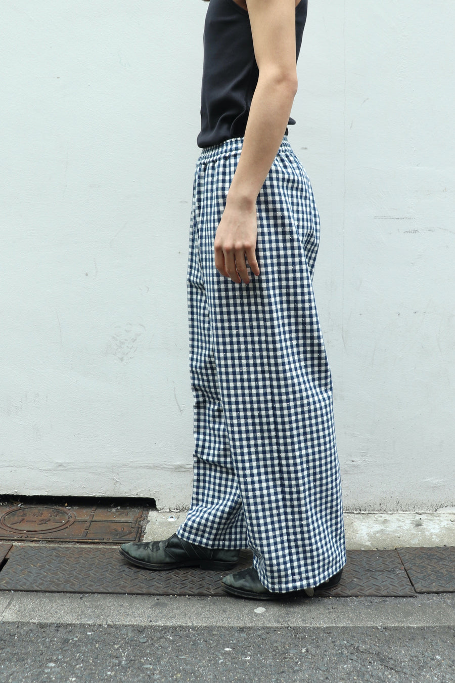MASU(エムエーエスユー)のSPARKLING PLAID WIDE EASY PANTS BLUEの通販