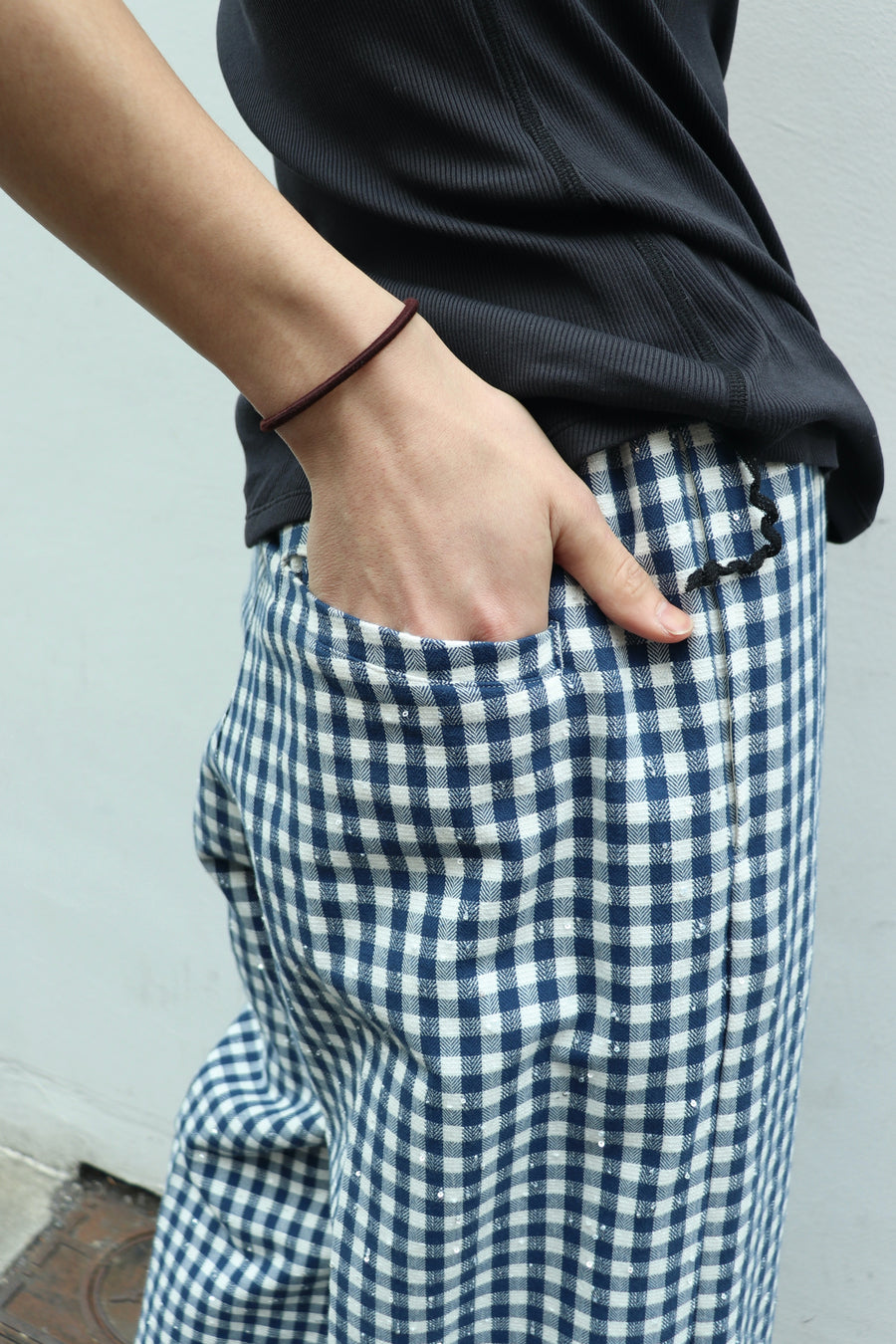 MASU(エムエーエスユー)のSPARKLING PLAID WIDE EASY PANTS BLUEの通販