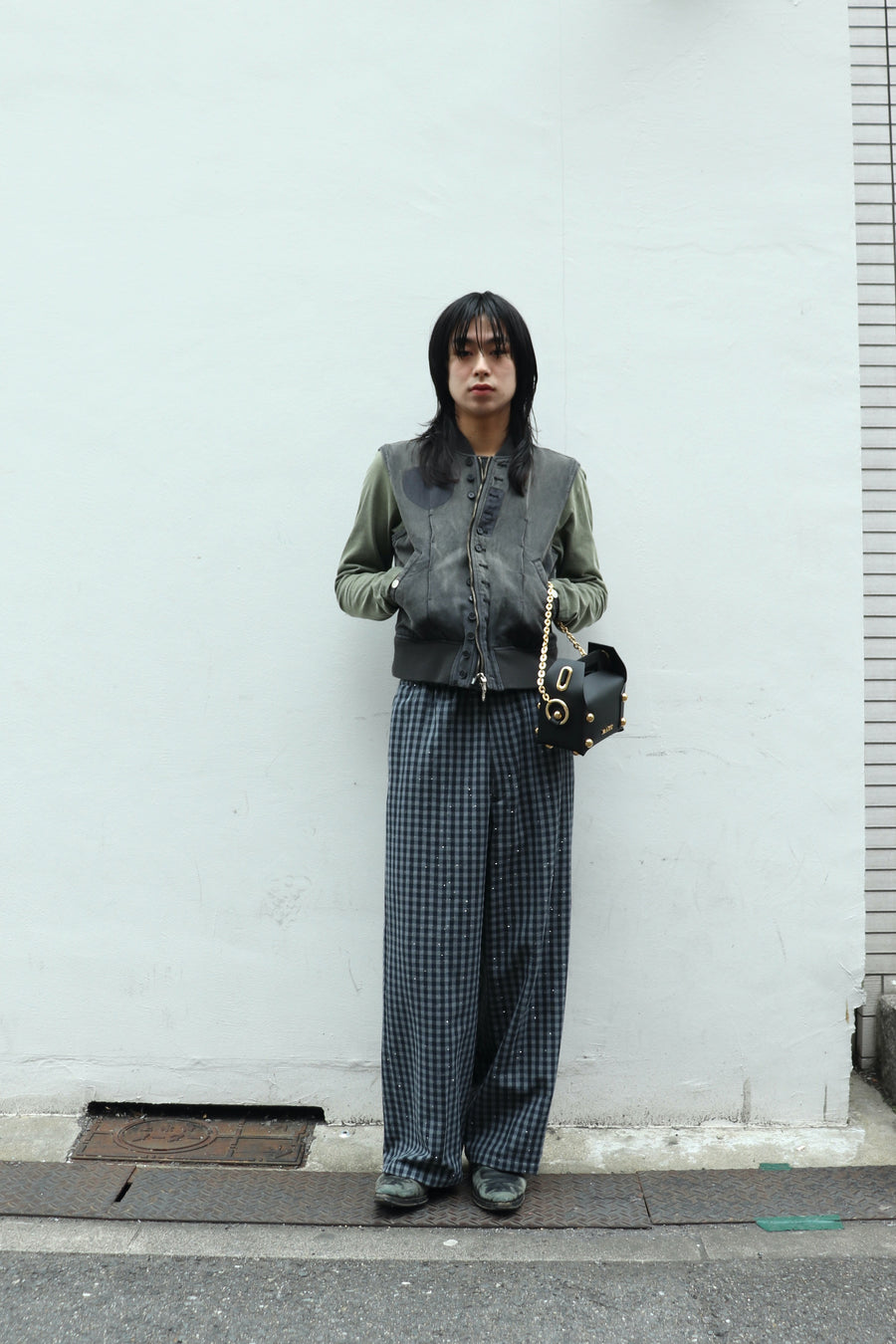パンツ MASU SPARKLING PLAID WIDE EASY PANTS MASU(エムエーエスユー)のSPARKLING PLAID WIDE EASY PANTS BLACKの