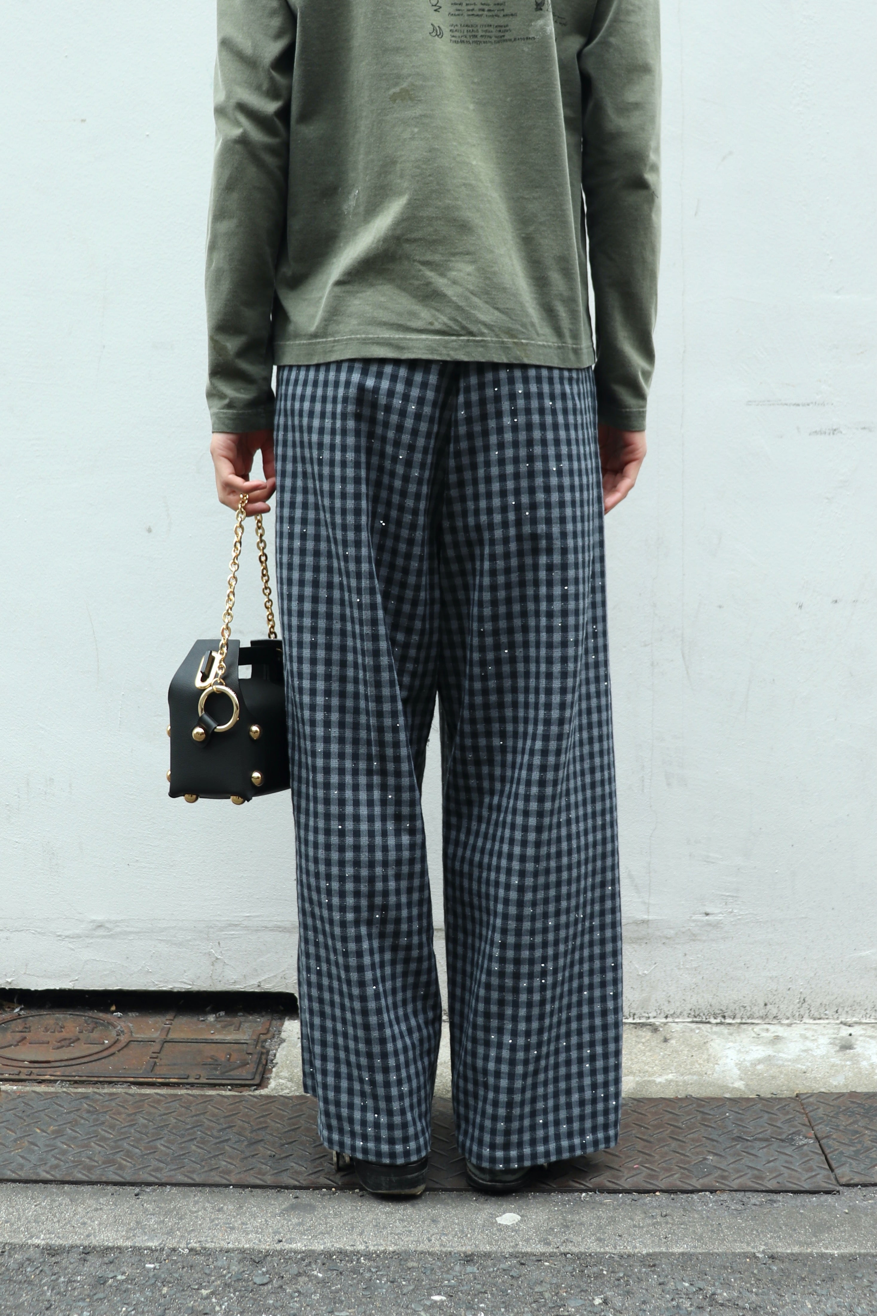 定価60500円 MASU EASY PANTSサイズ44 MASU(エムエーエスユー)のSPARKLING PLAID WIDE EASY PANTS BLACKの