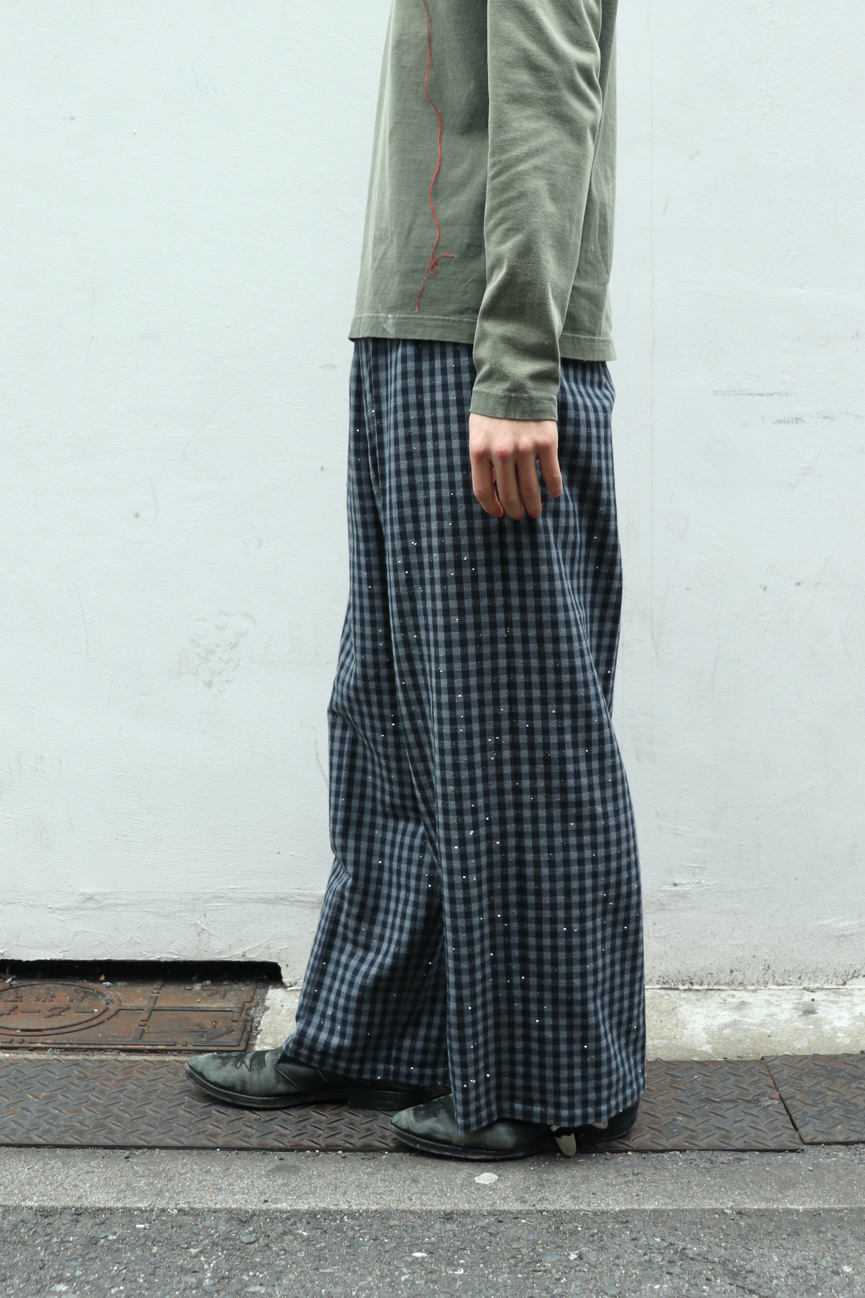 MASU(エムエーエスユー)のSPARKLING PLAID WIDE EASY PANTS BLACKの