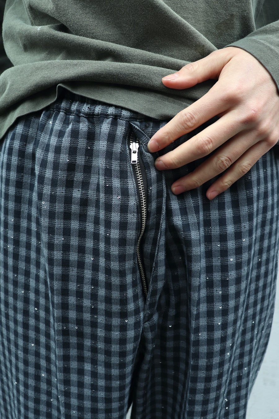 MASU(エムエーエスユー)のSPARKLING PLAID WIDE EASY PANTS BLACKの