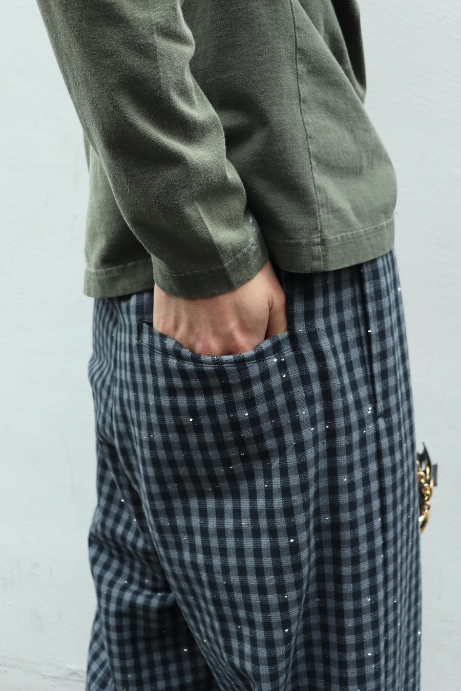 MASU(エムエーエスユー)のSPARKLING PLAID WIDE EASY PANTS BLACKの