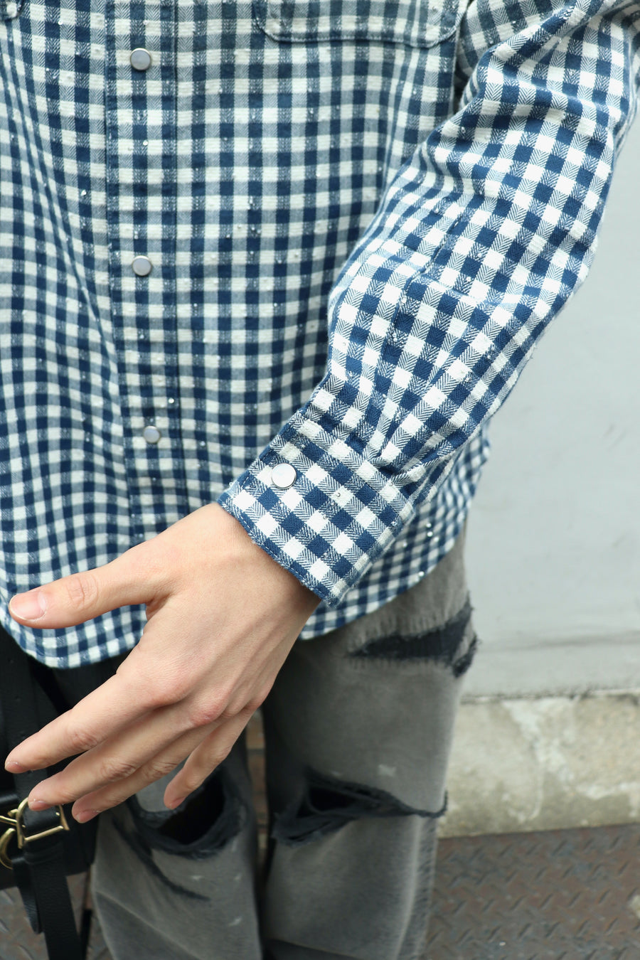 MASU(エムエーエスユー)のFADED SPARKLING PLAID SHIRT BLUEの通販